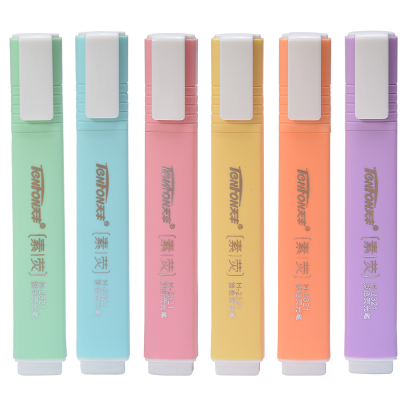 6 sztuk/zestaw płaski kształt  – Pastel Highlighter Set Double Ended recenzja i cena